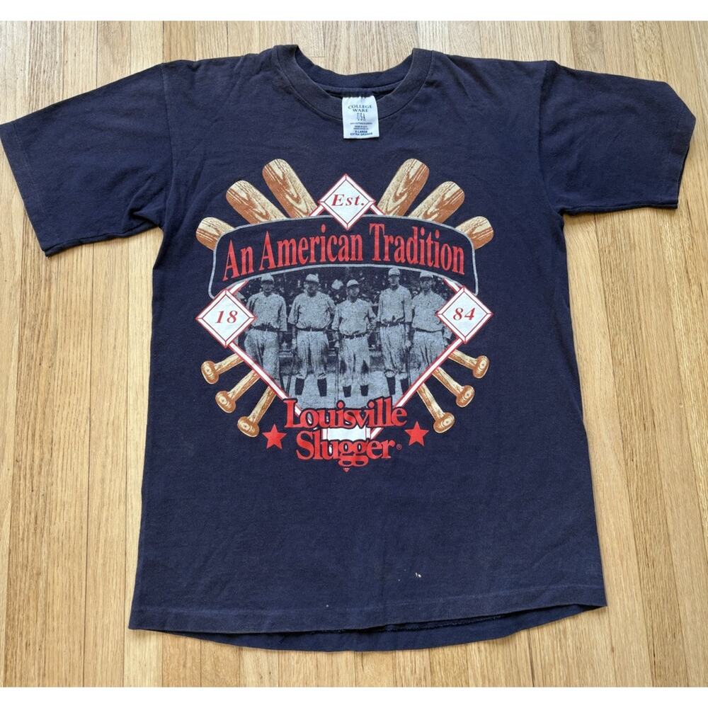 Vintage 80s Louisville Slugger T-Shirt Size XL Baseball Single Stitch College